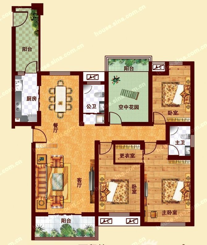 K1戶型 四室兩廳兩衛 164-173㎡