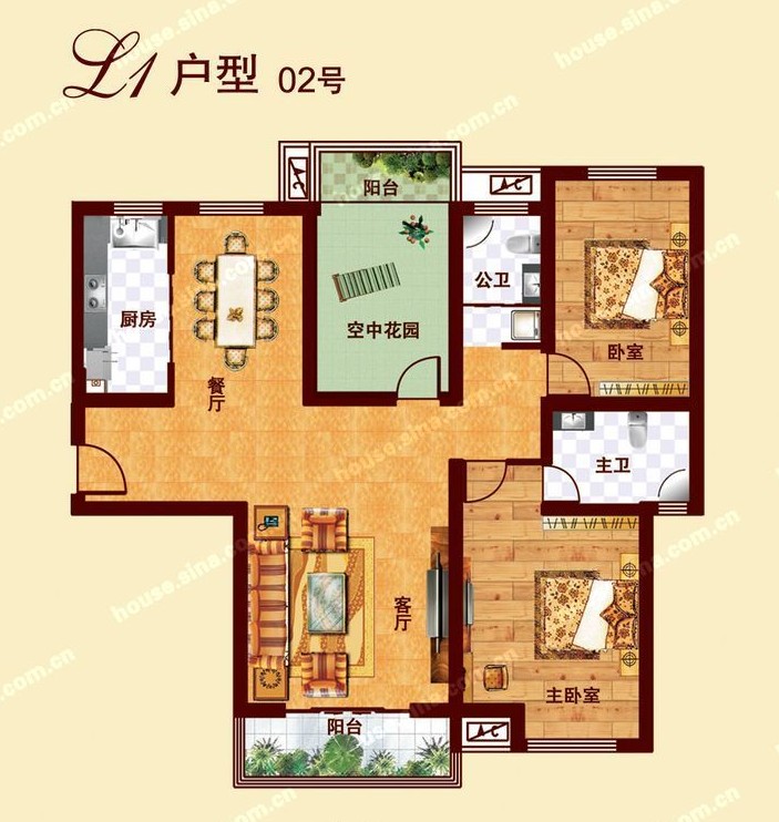 L1戶型 三室兩廳兩衛 142-154㎡